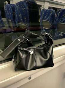 复古欧式单肩包，带拉链，采用嬉皮风格设计皮革制成，外观独特，可用作手提包或腋下包，女士商务休闲包，非常适合办公室、商务和工作，日式包，女士复古包