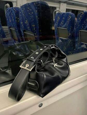 复古欧式单肩包，带拉链，采用嬉皮风格设计皮革制成，外观独特，可用作手提包或腋下包，女士商务休闲包，非常适合办公室、商务和工作，日式包，女士复古包