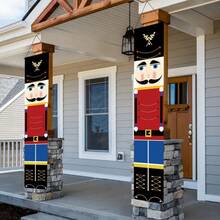 1pair Holiday Christmas Nutcracker Banner, Nutcracker Porch Hanging Sign Decor For Outdoor Decoration And Indoor Party, Welcome Sign For Front Door, Outdoor And Indoor Party, Yard, Garden, Wall, Office, Lawn, Home Entrance Lovely Banner Set - Multicolor - View 7