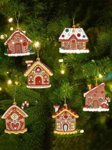 Gingerbread House Ornaments Tree Decoration 6/12pcs Gingerbread House Decorations Hanging Ornaments For Holiday Tree Home Decor Best Gifts Birthday Christmas Decorations Room Decor Christmas Winter Christmas Decorations Home Christmas Gifts Christmas Decor - Multicolor - View 5