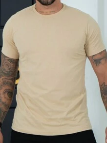 Men's Plain Basic 100% Cotton Shirt - Màu be - Xem 1