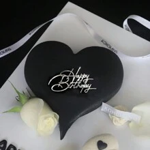 3PCS Silvery Happy Birthday Cake Topper, Acrylic Birthday Party Decoration - Multicolor - View 3