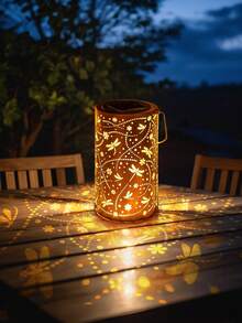 1 Đèn lồng năng lượng mặt trời treo ngoài trời, Đèn lồng trang trí bằng kim loại rỗng hình chuồn chuồn, Đèn LED trang trí sân vườn chống nước - Trang trí sân vườn tinh tế cho hiên nhà, sân, lối đi, cảnh quan - Đồng - Xem 2