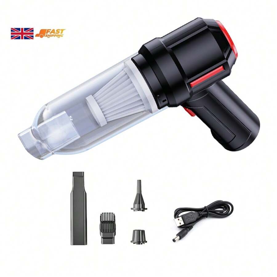 Cordless Handheld Vacuum Cleaner Rechargeable Electronics Compressed Air Duster Blower Inflator - Black - View 1