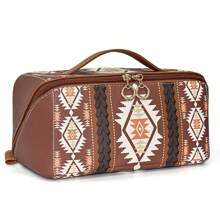 Western Travel Makeup Bag, Bohemian Cosmetic Bag For Women, Portable Pouch Open Toiletry Bag, Make Up Organizer With Divider And Handle Summer Travel, Vacation Home Bathroom Decor Holiday Makeup Organizer Bathroom Accessories Back To School - Multicolor - View 5