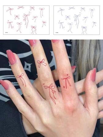 1 件可移除蝴蝶结纹身贴纸，欧式风格优雅艺术设计，适合时尚人士，防水