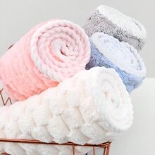 1set Solid Coral Fleece Bathrobe, Bath Towel, Hair Turban 3 Pieces Set, Birthday/Wedding Gift, Party, Daily Use, Customized Name Towel Home Bathroom Decor Fall Decor Beach Essentials Back To School