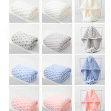 1set Solid Coral Fleece Bathrobe, Bath Towel, Hair Turban 3 Pieces Set, Birthday/Wedding Gift, Party, Daily Use, Customized Name Towel Home Bathroom Decor Fall Decor Beach Essentials Back To School