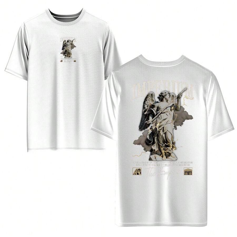 Men's T-Shirt 100% Cotton, Front And Back, Colorful Digital Print, High Resolution, Unisex, Round Neck. - trắng - Xem 1