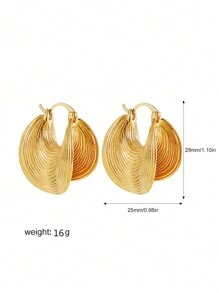 1 par - Pendientes de botón con patrón asimétrico metálico de estilo europeo para un procesamiento pesado, pendientes de moda para ir y venir, elegantes y exclusivos, accesorios versátiles