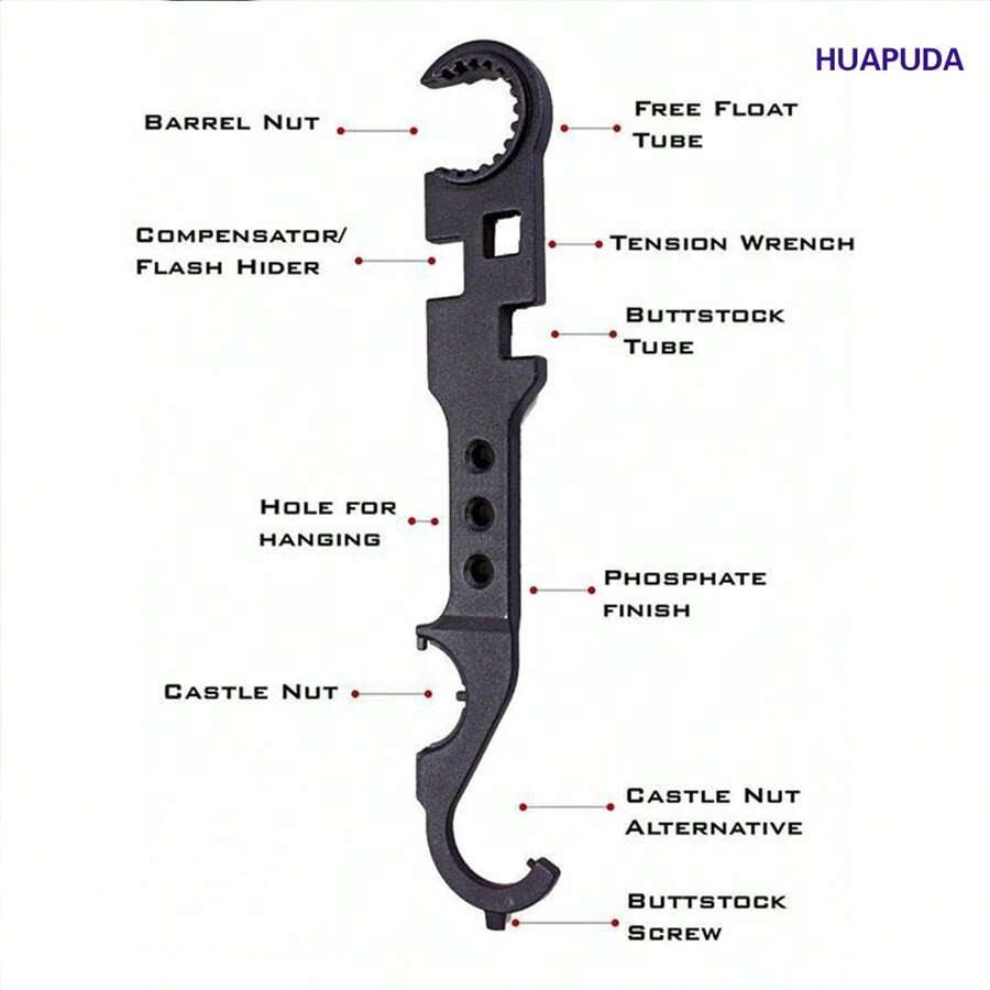The 8-In-1 AR15 Wrench Has 8 Essential Tools. Cylinder Nut Wrench, Remove Bucket And Free-Floating Pipe/Hand Guard.This Unique Tool Combines All The Necessary Tools, Eliminating The Need To Have Multiple Wrench Types. - 黑色 - 查看 1