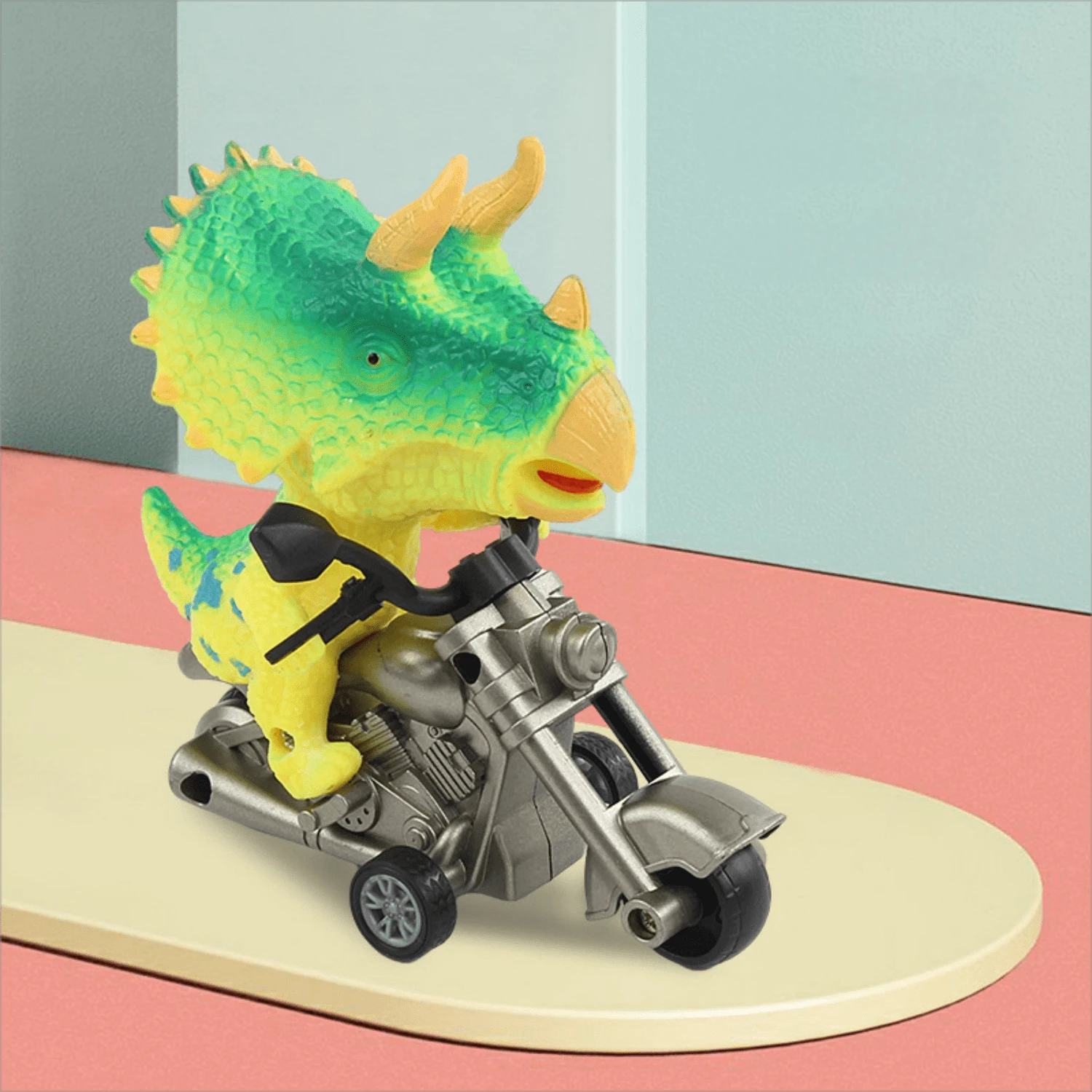 1pc DINOBROS Dinosaur Toy Cars Friction Powered Motorcycle Game TRex