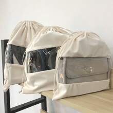 Suede Dust Proof Bag, Transparent Storage Bag, Luxury Handbag Protection Bag With Drawstring Closure For Women