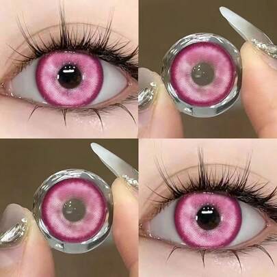 Halloween Cosplay Contact Lenses Pink,1 Pair Crazy Colored Contact Lenses, 14.50mm, Enlarge Your Eyes To Look Bigger. Halloween Costume Cosplay