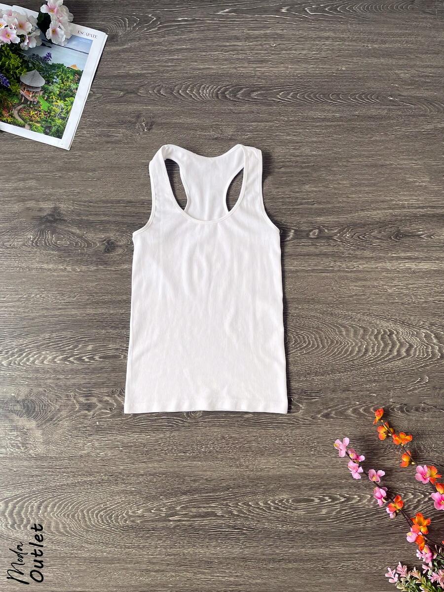 Playera para dama con tirante cruzado, tela tipo canalé, elástico ligero, cómoda y fresca - Multicolor - Ver 1