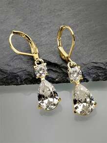 1 Paar luxuriöse Ohrringe mit kubischem Zirkonia Tropfen für Frauen für Hochzeit Verlobung Jahrestag Party Schmuck Valentinstag Geschenk Valentinstag