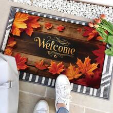 1pc Autumn Falling Leaves Welcome Doormat, Dirt & Water Resistant, Easy To Clean, Suitable For Home Decor, Bedroom Entrance, Living Room, Laundry Room, Entryway, Gift, Autumn Leaves Carpet, Machine Washable, Perfect For Decorating Your Home!