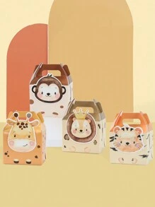 9件套丛林动物DIY礼盒套装（含贴纸），生日派对礼品包装用品，生日礼物派对回礼盒，婴儿派对装饰，糖果盒，一周岁生日礼品包装，生日礼盒，丛林动物装饰 - 叢林動物 - 查看 5
