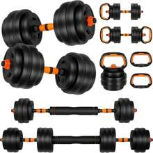 Adjustable Dumbbell Set, 50 Lbs Free Weight Set With Connector, 4 In1 Dumbbells Set Used As Barbell, Kettlebells, Push Up Stand, Fitness Exercises For Home Gym Suitable Men/Women