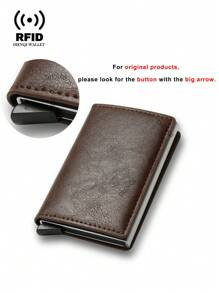 皮革与金属压印卡片盒 父亲节礼物 生日礼物 卡片夹 卡片夹 钱包 名片夹 男士信用卡夹 迷你钱包 卡片钱包 射频识别钱包