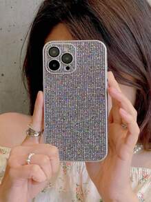 1pc Luxury Sparkling Sequined Rhinestone Decorated Phone Case With Lens Film, Compatible With IPhone 15/14/13/12/11/15 Pro Max/14 Pro Max/13 Pro Max/12 Pro Max/11 Pro Max/15 Pro/14 Pro/13 Pro/12 Pro/14 Plus