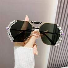 1 chiếc kính thời trang gọng lớn lấp lánh Bling Pilot dành cho nữ, phụ kiện thời trang chụp ảnh, trang phục đi nghỉ, sử dụng hàng ngày - khung màu phù hợp - Xem 13