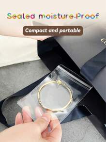 100 个 PVC 透明可重复密封珠宝袋，带拉链，抗氧化，防止失去光泽，用于存放耳环、项链、珠宝、小礼物、配饰派对礼品袋，透明拉链袋防氧化用于存放珠宝包装袋（珠宝袋套装）、万圣节、婚礼用品、礼品袋、情人节派对用品情人节 - 無色 - 查看 4