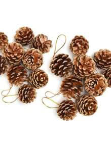 9 piezas Decoración navideña de piñas naturales, decoración colgante de manualidades para árbol de Navidad, decoración de fiesta, colgante de decoración navideña