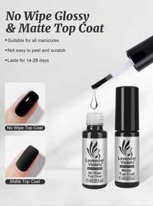 Lavender Violets Gel-Nagellack Set 6 Pcs Nail Primer Dehydrator Base,Top & Matte Top Coat LED Soak-Off 5 in 1 Builder Gel Rubber Base Unterlack & Überlack Gelnägel C200