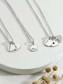 Colier cu nume de inimi gravate, colier personalizat pentru mama cu nume de copii, colier cu pandantiv cu inimi de familie, cadou personalizat cu 1-3 nume pentru soția mamei, bijuterii pentru femeie. Prietena,Mama,Familie,Prieteni,Fiica,Ea,Bunici Pentru aniversari,Pentru zile de naștere,Pentru ținute zilnice,Pentru bal,Pentru ziua mamei,Pentru Ziua Îndrăgostiților,Pentru absolvire,Pentru nunți