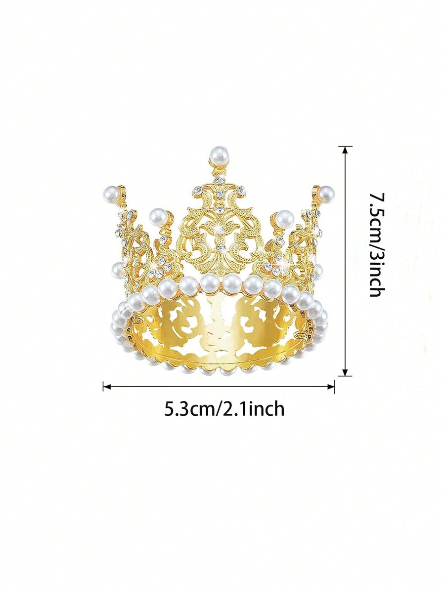 1pc Gold Crown Cake Topper Mini Tiara Birthday Cake Topper Crystal