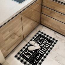 1 pieza Alfombra de cocina suave y cómoda con impresión negra, alfombra de entrada impermeable y resistente al aceite, alfombra de piso fácil de limpiar para decoración de dormitorio, sala de estar, baño, lavandería