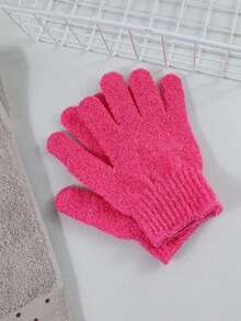 2pcs Exfoliating Gloves, Suitable For Shower, SPA Massage, Body Scrub, Remove Dead Skin, Medium Hardness, Unisex, Double Texture Exfoliating Gloves, Natural Loofah, Body Cleansing Tool, Rose Red - Multicolor - View 4