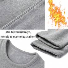 Ropa térmica de otoño e invierno para prevenir el frío ropa térmica de hombre pantalón + camiseta 1 juego - Gris Claro - Ver 8