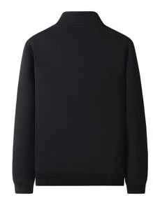 Men's Thermal Lined Stand Collar Loose Sweatshirt Jacket, Warm & Thick For Autumn/Winter