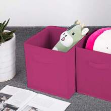 2 Pcs Foldable Storage Boxes 27x27x28cm Folding Box Folding Collapsible Organiser For Home And Office(Beige) - Pink - View 2