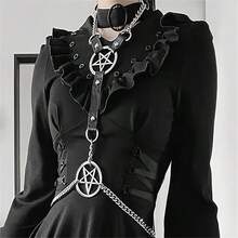 女士性感胸链情侣调情诱惑身体链金属五角星项链女士配饰 - 黑色 - 查看 4