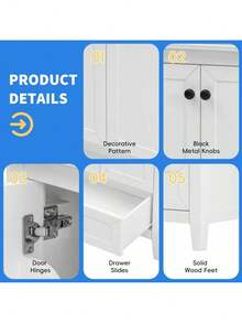 24" Bathroom Vanity With Sink, Bathroom Vanity Cabinet With One Drawer And Doors, Solid Wood And MDF, White - 1 - 查看 6