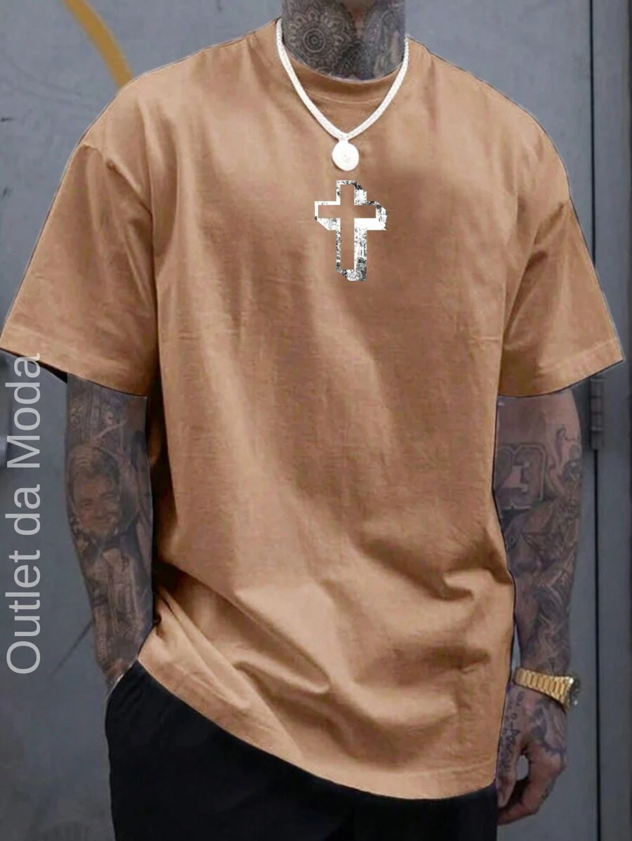 Cruzz C210 Bco Men's T-Shirt 100% Cotton Shirt 30.1 Premium Mesh - màu nâu - Xem 1