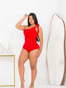 RIBBED BODYSUIT WITH ADJUSTABLE STRAP - Đỏ - Xem 1