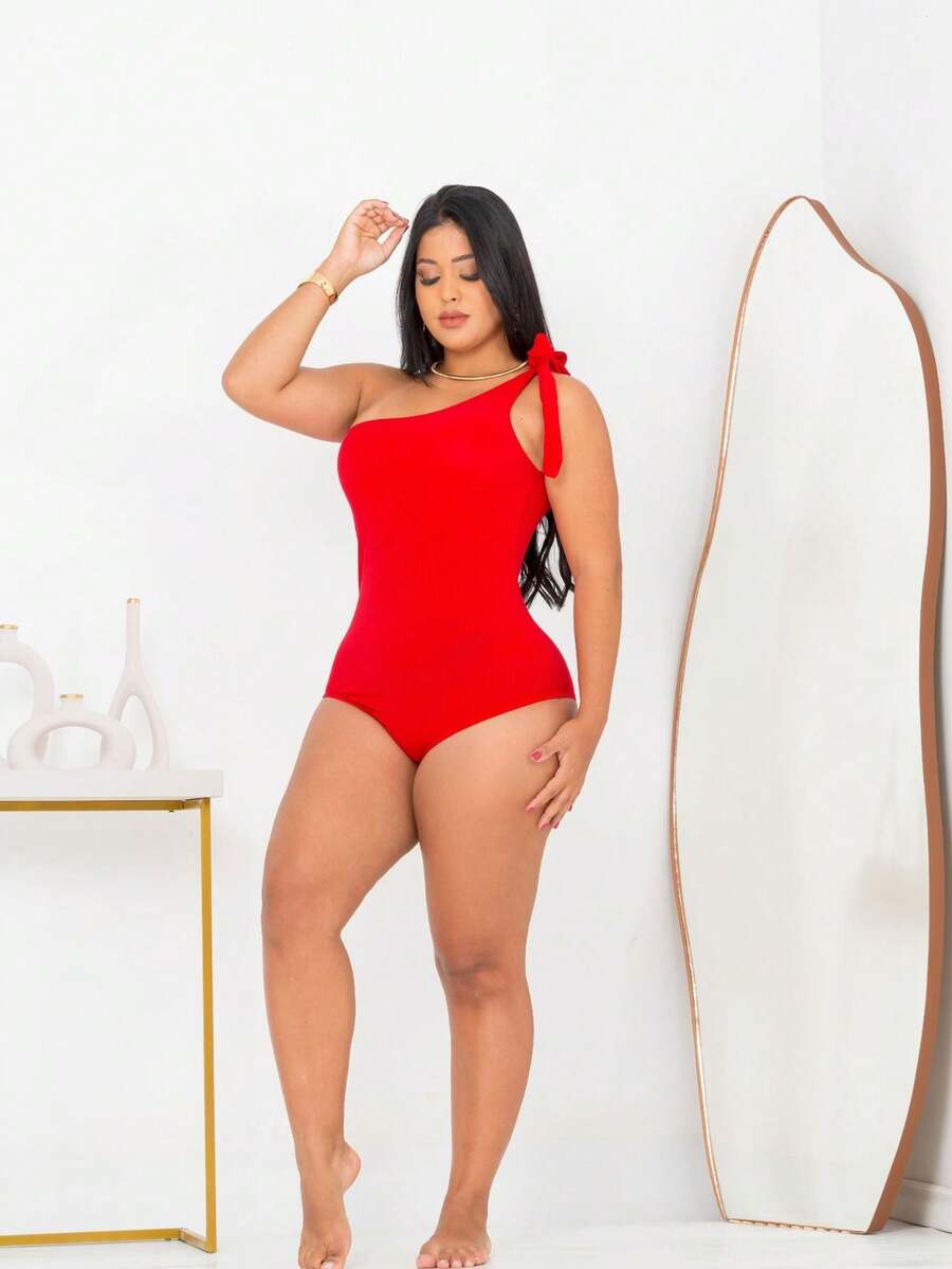 RIBBED BODYSUIT WITH ADJUSTABLE STRAP - Đỏ - Xem 1