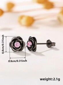 1 Pair Simple Cubic Zirconia Flower Stud Earrings For Women For Wedding Engagement Anniversary Party Jewelry Valentine's Day Gift Valentines,Mom,Mother,Mother's Day,Gift