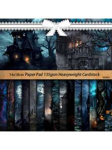 16 tờ giấy dán sổ lưu niệm họa tiết hoa cổ điển theo chủ đề nghĩa trang ngôi nhà ma ám, thích hợp cho năm mới, ngày lễ tình nhân, lễ phục sinh, phong cách cổ điển, văn phòng, đồ dùng học sinh, đồ trang trí tiệc, thiệp chúc mừng tự làm, hộp quà tặng - Nhiều màu - Xem 12