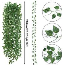 1 件/12 件/24 件 210 厘米/82 英寸人造绿色常春藤叶花环，悬挂假藤蔓植物用于装饰、中心装饰、房间、卧室墙壁、绿植、丛林主题派对婚礼装饰 - 墨綠色 - 查看 2