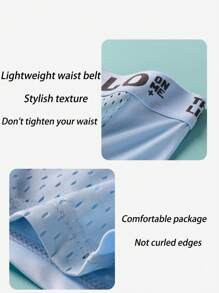4pcs Men's Mesh Breathable Ice Silk Boxer Briefs, Summer HELLO Letter Print Underwear