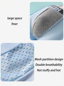 4pcs Men's Mesh Breathable Ice Silk Boxer Briefs, Summer HELLO Letter Print Underwear
