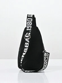 儿童腰包卡通时尚多功能黑色男孩胸包适合户外旅行和玩耍，轻便女孩单肩包，学生手机袋，婴儿背带包 - 黑色 - 查看 7