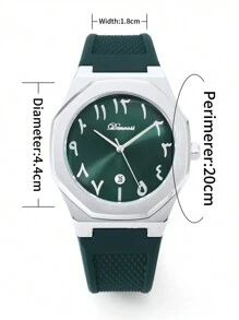 1 chiếc đồng hồ đeo tay thạch anh hiển thị ngày có dây đeo silicon DENVOSI dành cho nam thời trang công sở chống nước - màu xanh lá - Xem 6