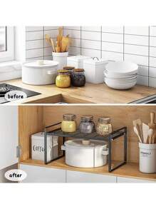 Organizador De Estante De Cocina Para Gabinete, Encimera - Negro - Ver 5