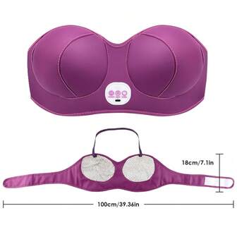 Hailicare Masajeador portátil de pecho, masaje de vibración, masaje con presión caliente, cinco modos, tres niveles ajustables, correa ajustable adecuada para diferentes formas de pecho
